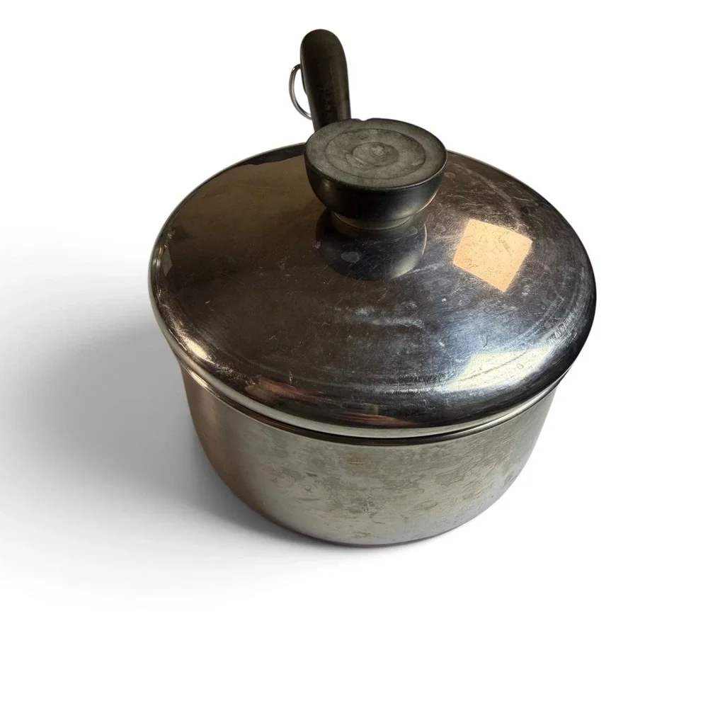 Vintage Revere Ware 1 Qt Saucepan Copper Clad Stainless Steel Pot with Lid